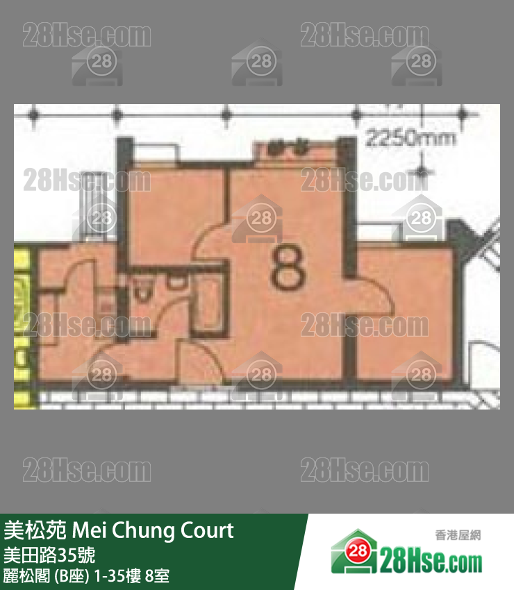 美松苑 麗松閣 (B座)31樓 8室 平面圖