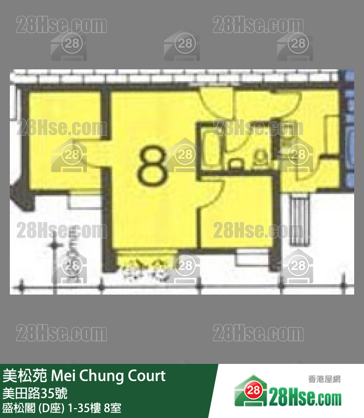 美松苑 盛松閣 (D座)34樓 8室 平面圖