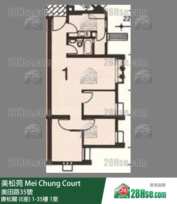 美松苑 康松閣 (E座)6樓 1室 平面圖