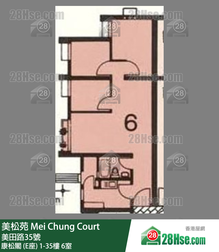 美松苑 康松閣 (E座)29樓 6室 平面圖