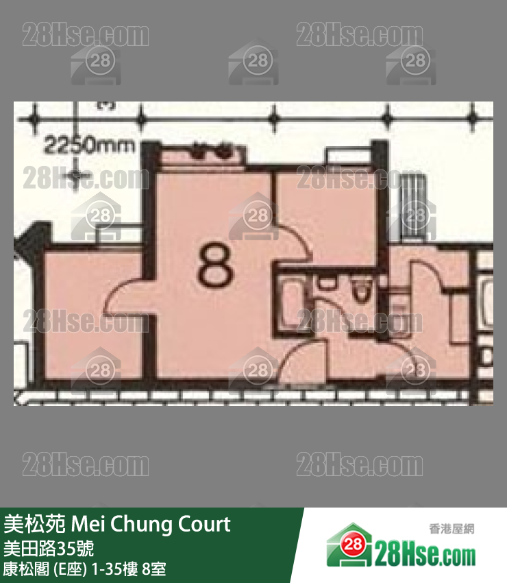 美松苑 康松閣 (E座)18樓 8室 平面圖