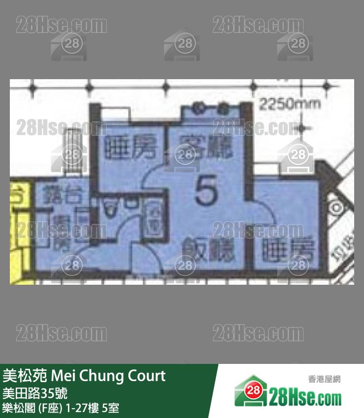 美松苑 樂松閣 (F座)22樓 5室 平面圖