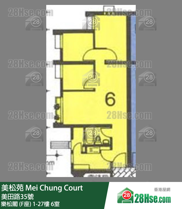 美松苑 樂松閣 (F座)16樓 6室 平面圖
