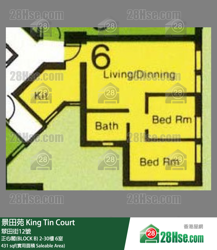 景田苑 正心閣(BLOCK B)13樓 6室 平面圖