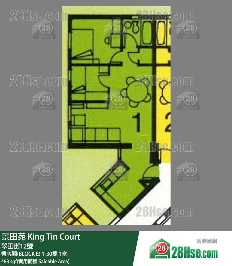 景田苑 恆心閣(BLOCK E)6樓 1室 平面圖