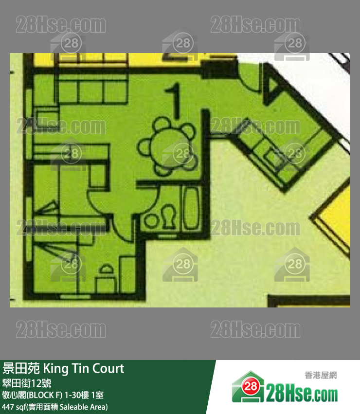 景田苑 敬心閣(BLOCK F)23樓 1室 平面圖
