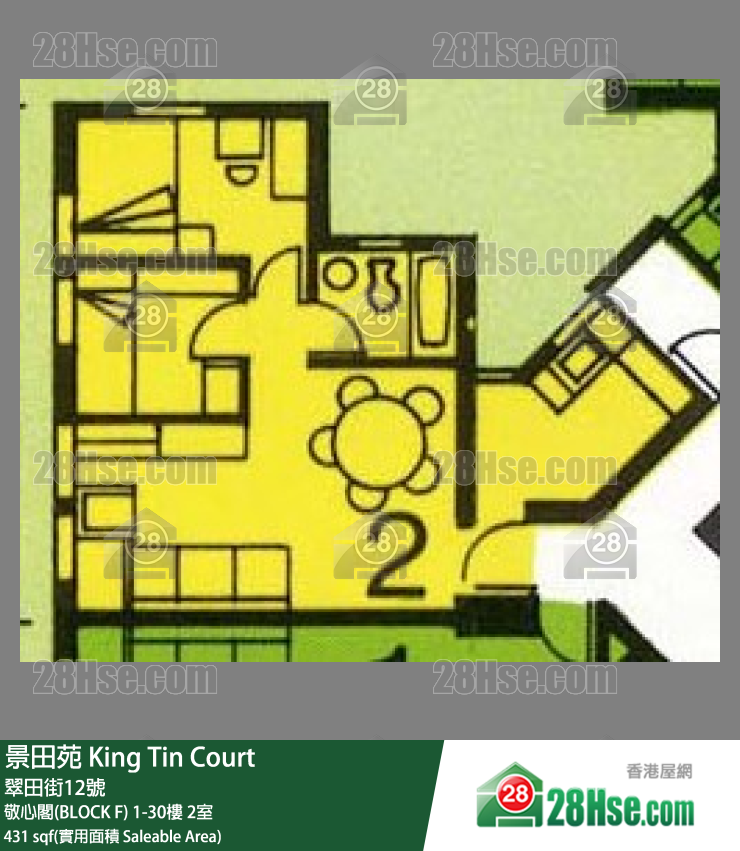 景田苑 敬心閣(BLOCK F)21樓 2室 平面圖