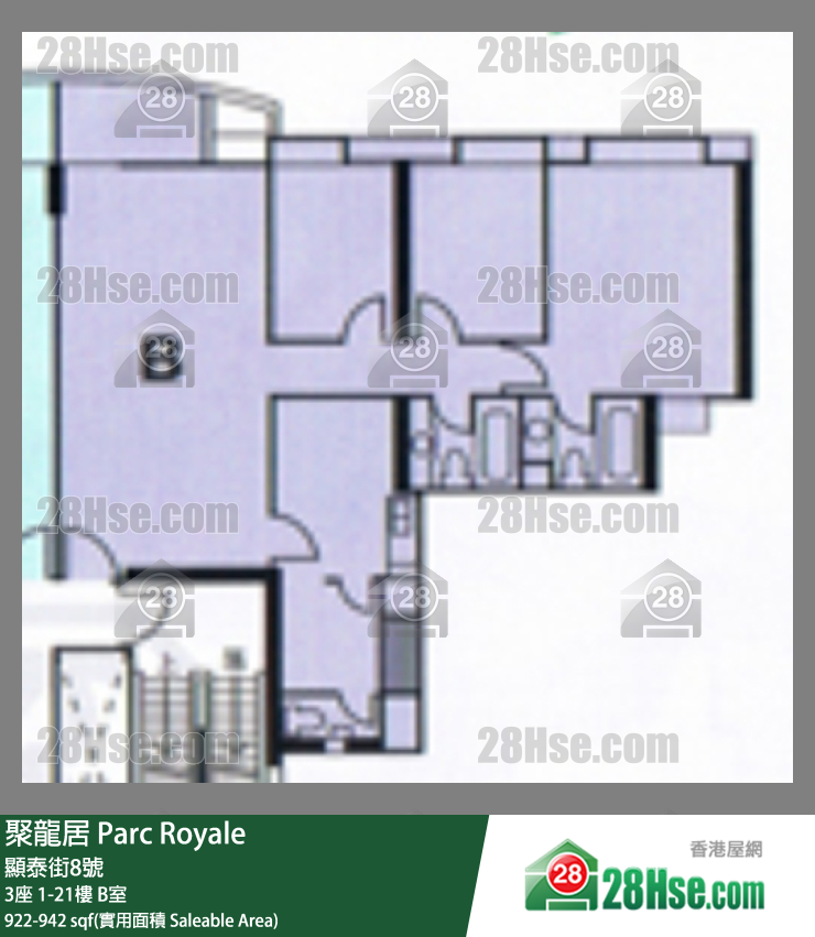 聚龍居 單位平面圖(由 28Hse 提供)