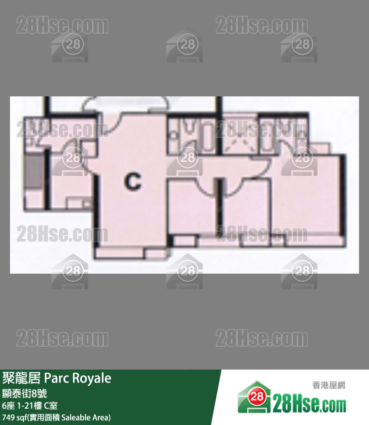 聚龙居 6座16楼 C室 平面图