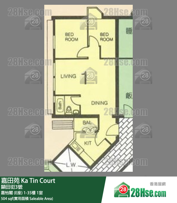 嘉田苑 嘉怡閣 (E座)34樓 1室 平面圖