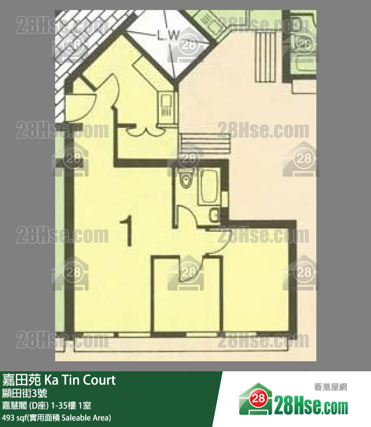 嘉田苑 嘉慧閣 (D座)12樓 1室 平面圖