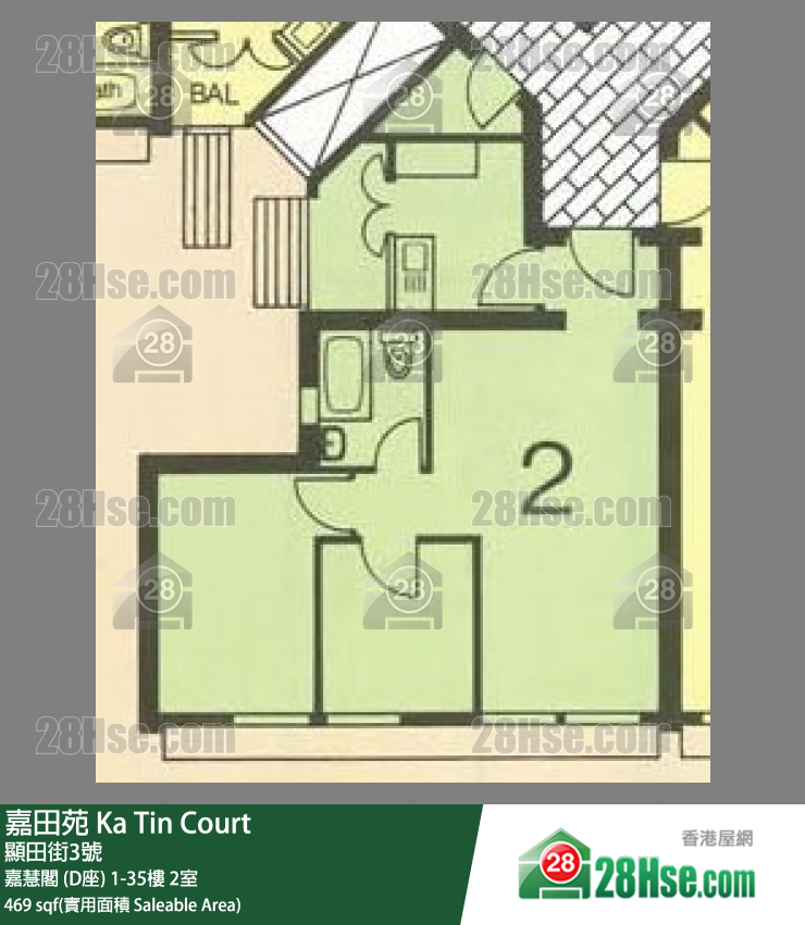 嘉田苑 嘉慧閣 (D座)31樓 2室 平面圖
