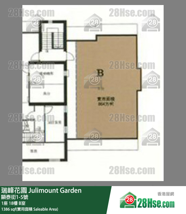 瑞峰花园 1座18楼 B室 平面图
