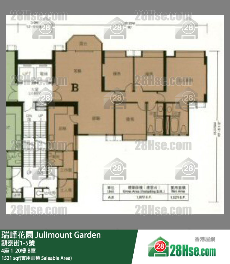 瑞峰花园 4座7楼 B室 平面图