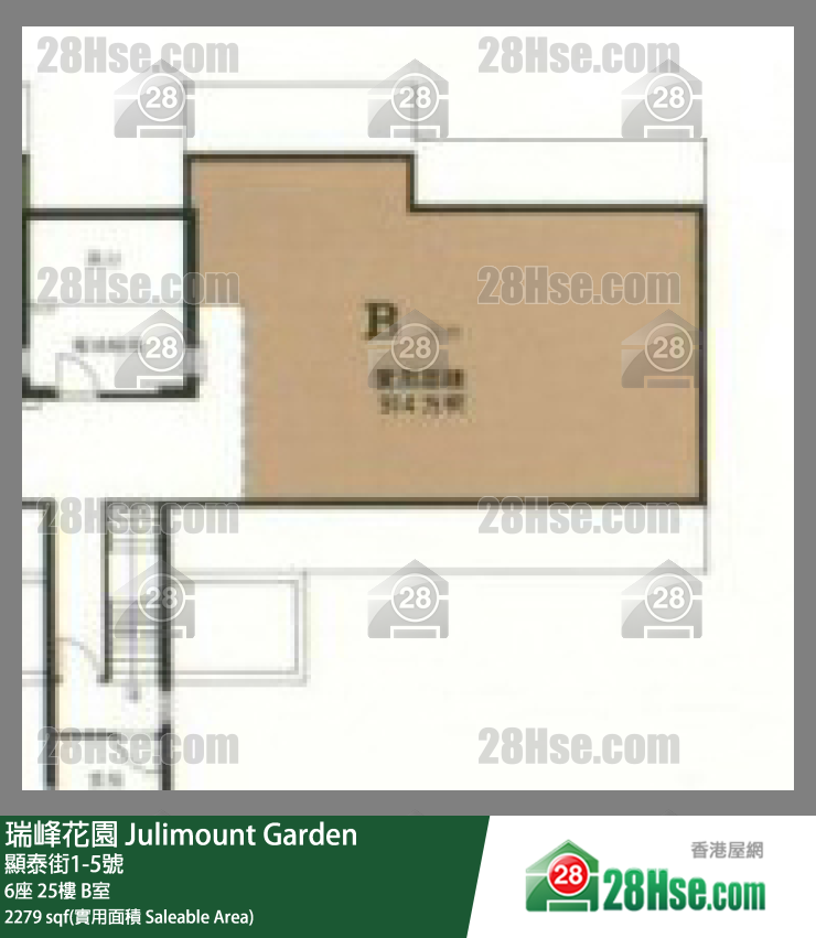 瑞峰花园 6座 25楼 B室 平面图