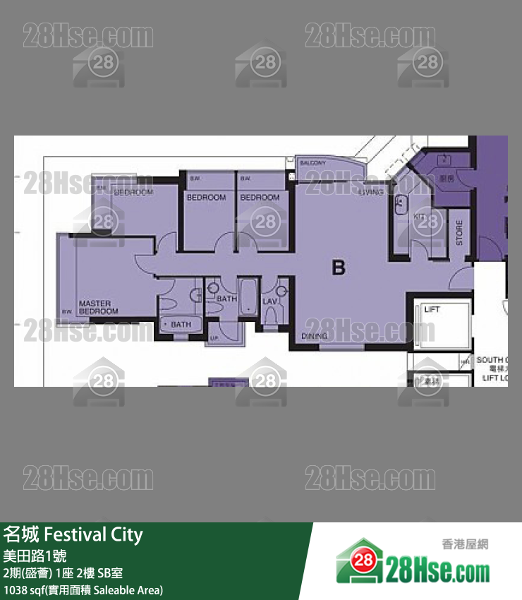 名城 2期(盛薈) 1座 2樓 SB室 平面圖