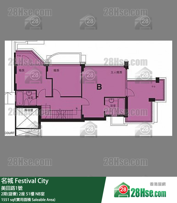 名城 2期(盛薈)2座51樓 NB室 平面圖