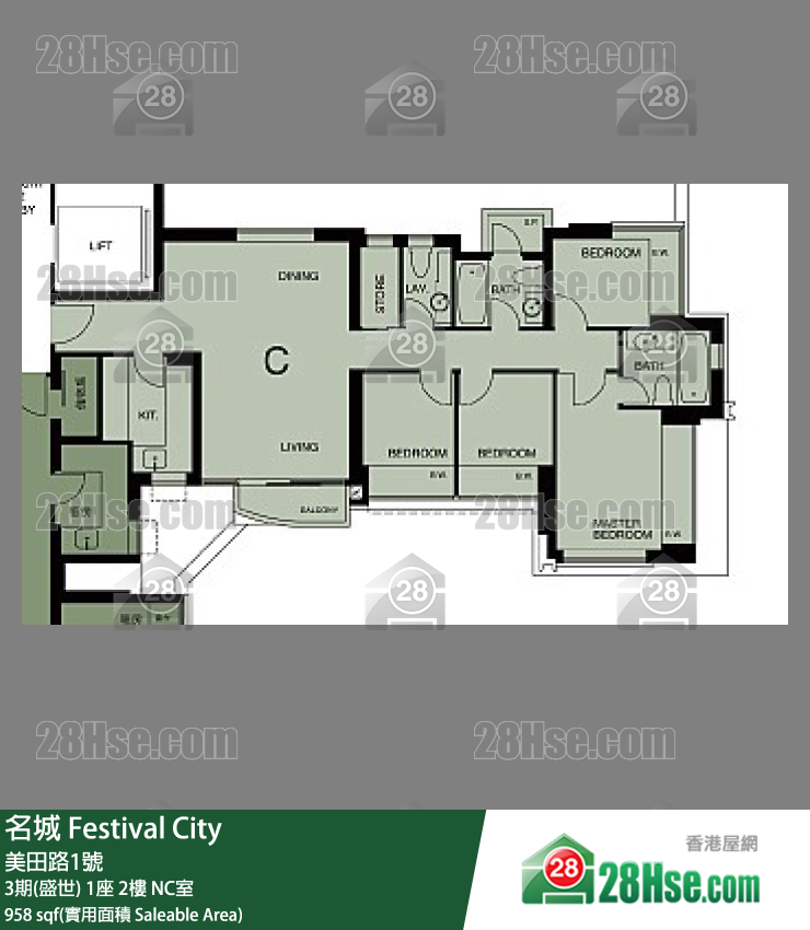 名城 3期(盛世) 1座 2樓 NC室 平面圖