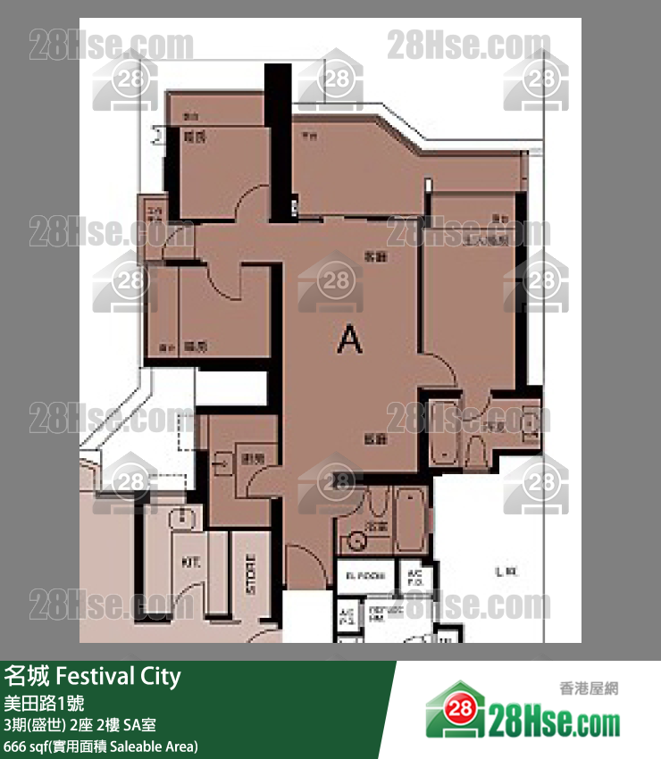 名城 3期(盛世)2座2樓 SA室 平面圖