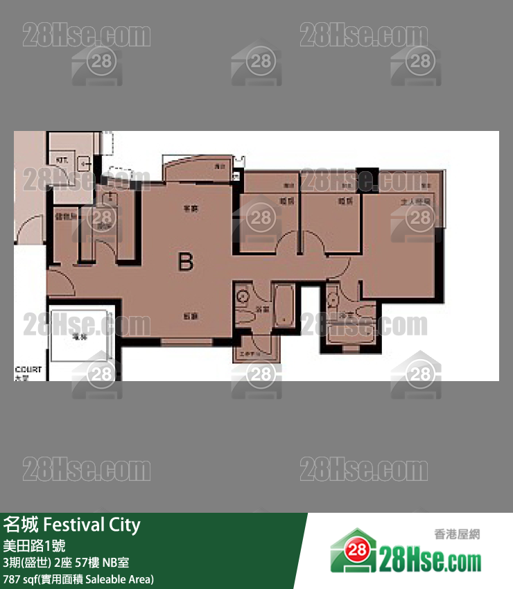 名城 3期(盛世)2座57樓 NB室 平面圖
