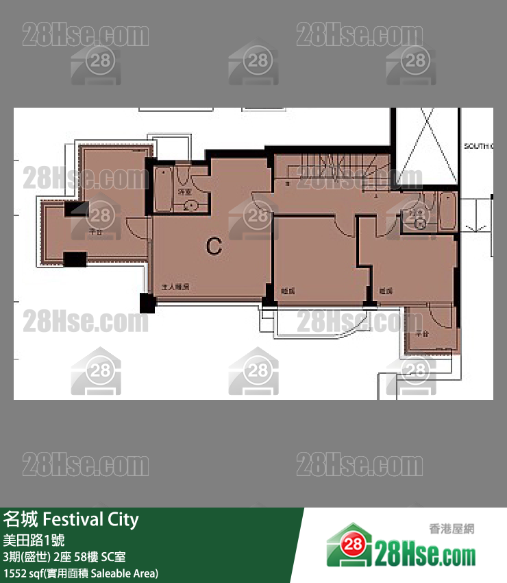 名城 3期(盛世)2座58樓 SC室 平面圖