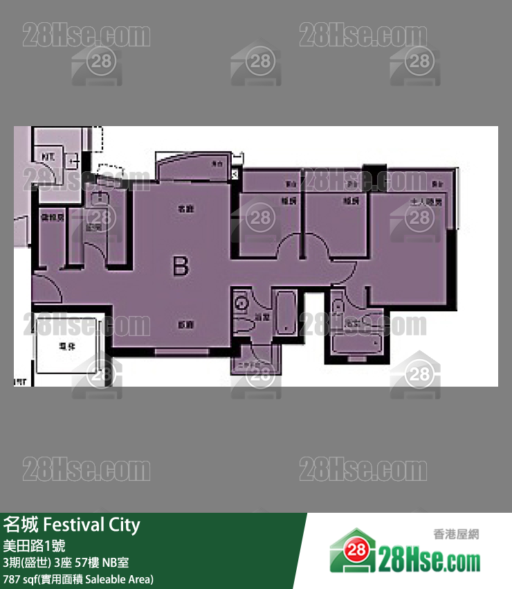名城 3期(盛世)3座57樓 NB室 平面圖