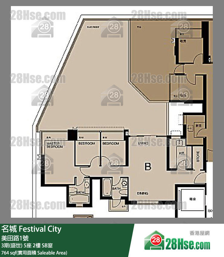 名城 3期(盛世)5座2樓 SB室 平面圖