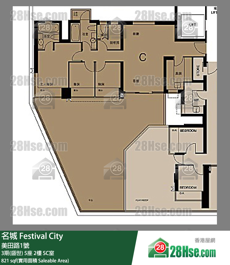 名城 3期(盛世)5座2樓 SC室 平面圖
