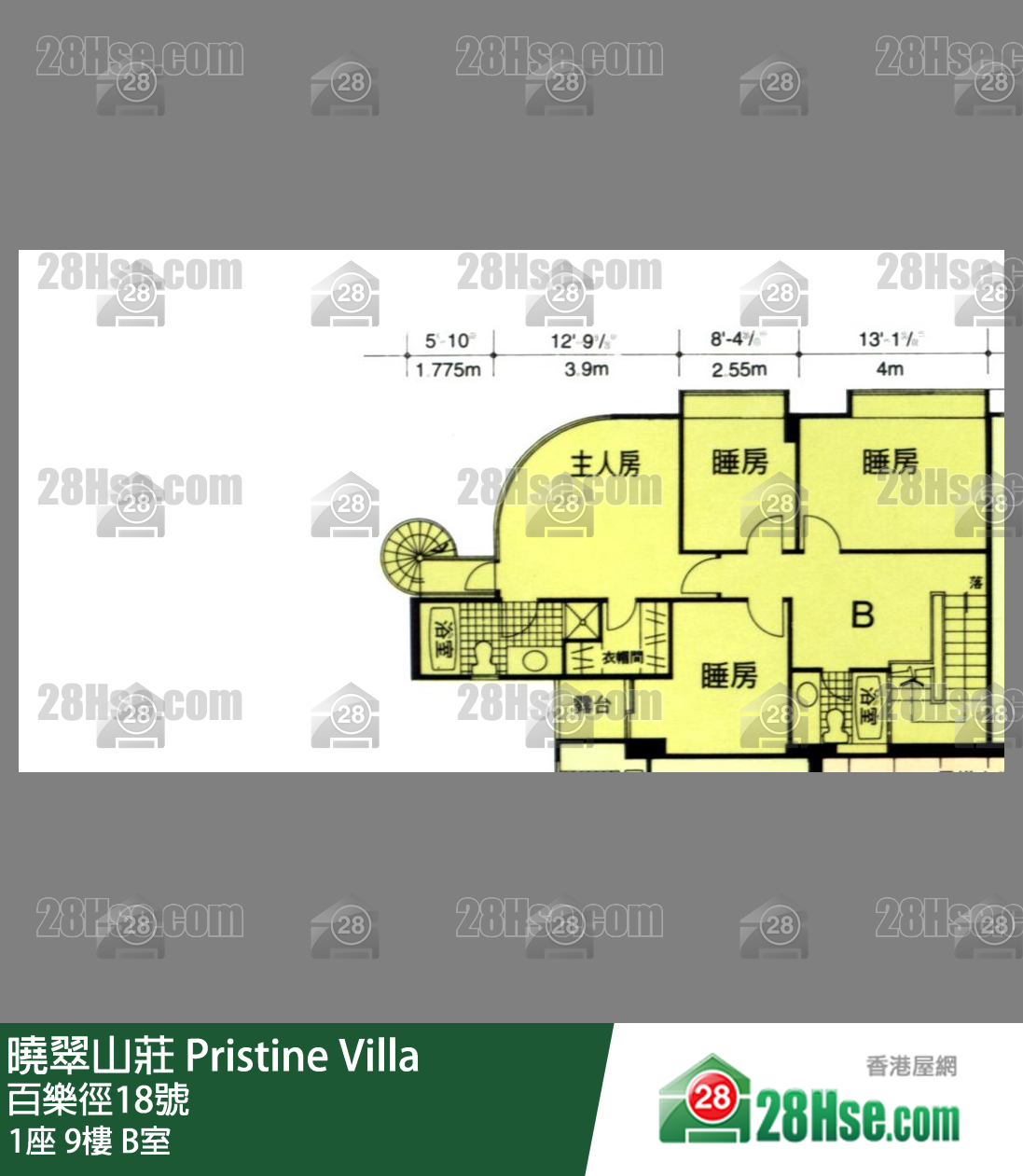 晓翠山庄 1座8楼 B室 平面图