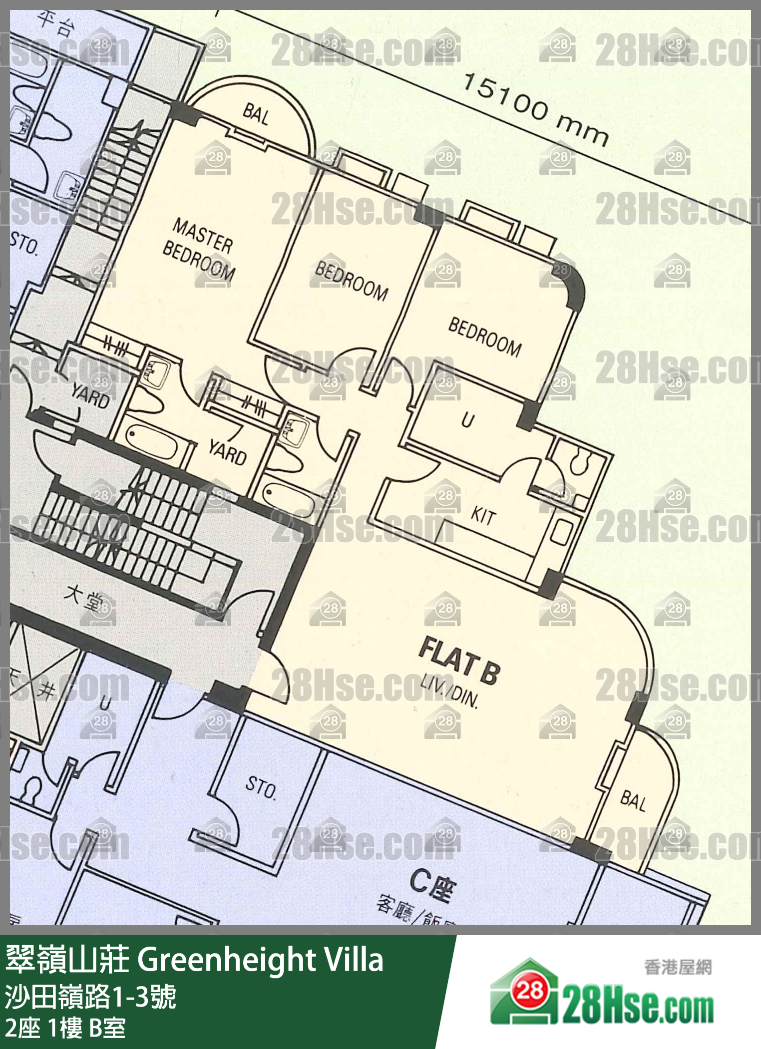 翠岭山庄 2座1楼 B室 平面图