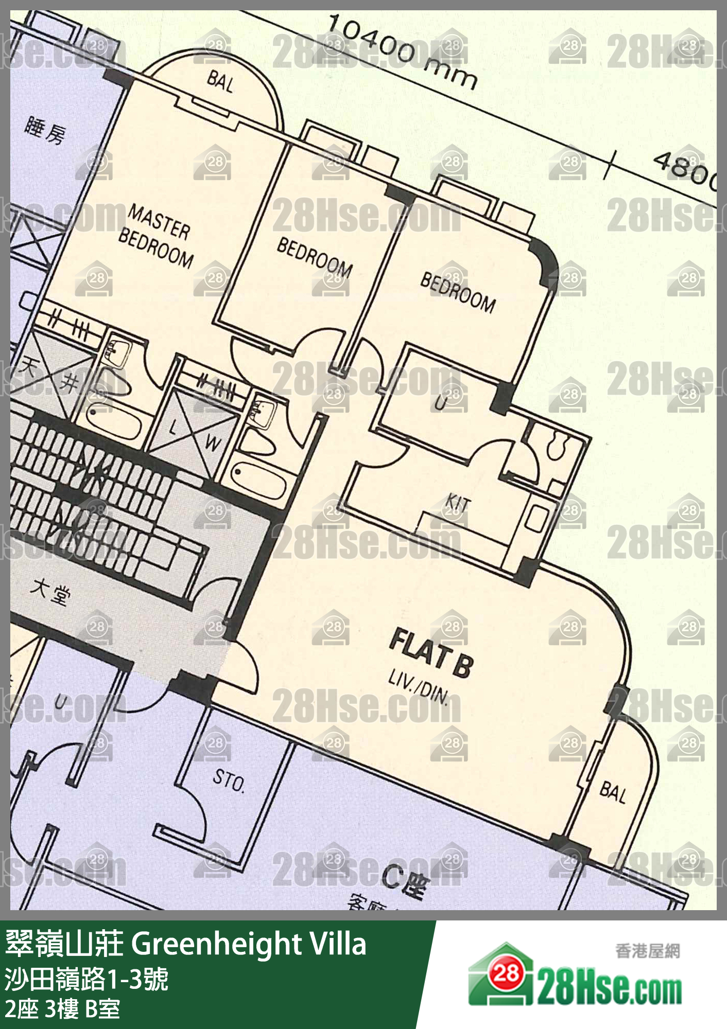 翠岭山庄 2座 3楼 B室 平面图