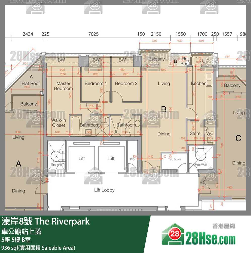 溱岸8號 5座5樓 B室 平面圖