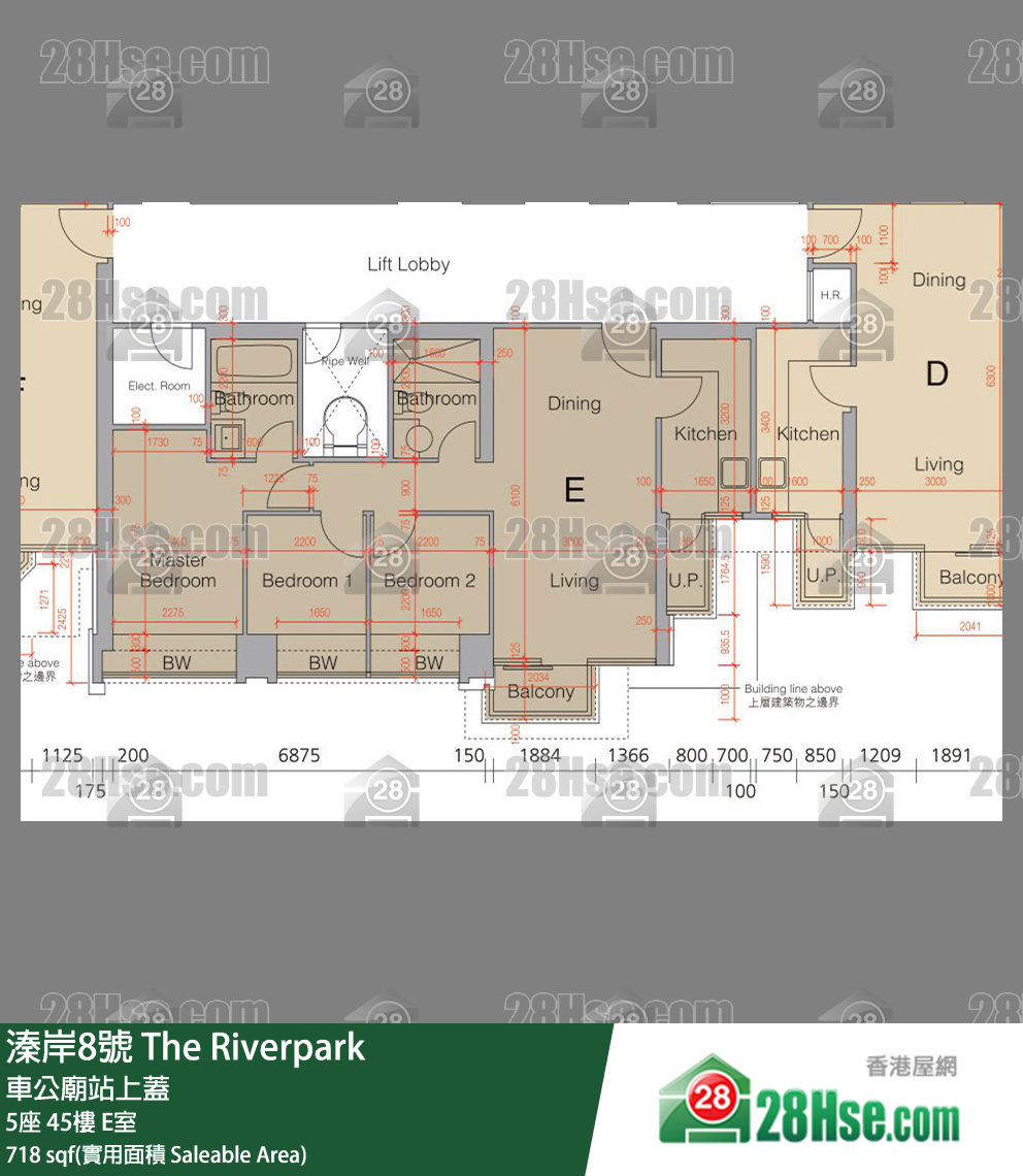溱岸8號 5座45樓 E室 平面圖