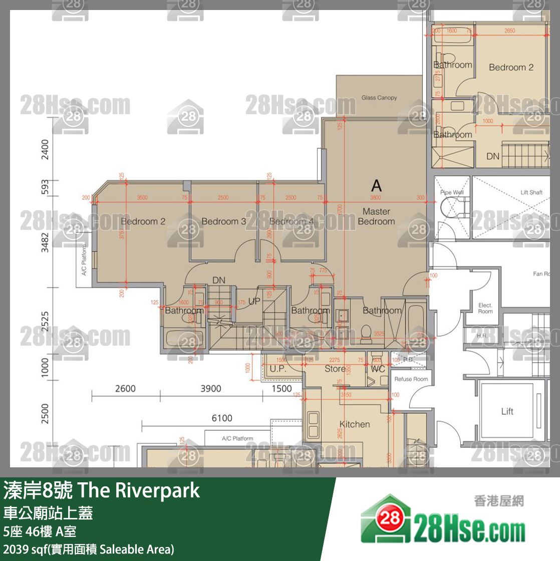 溱岸8號 5座46樓 A室 平面圖