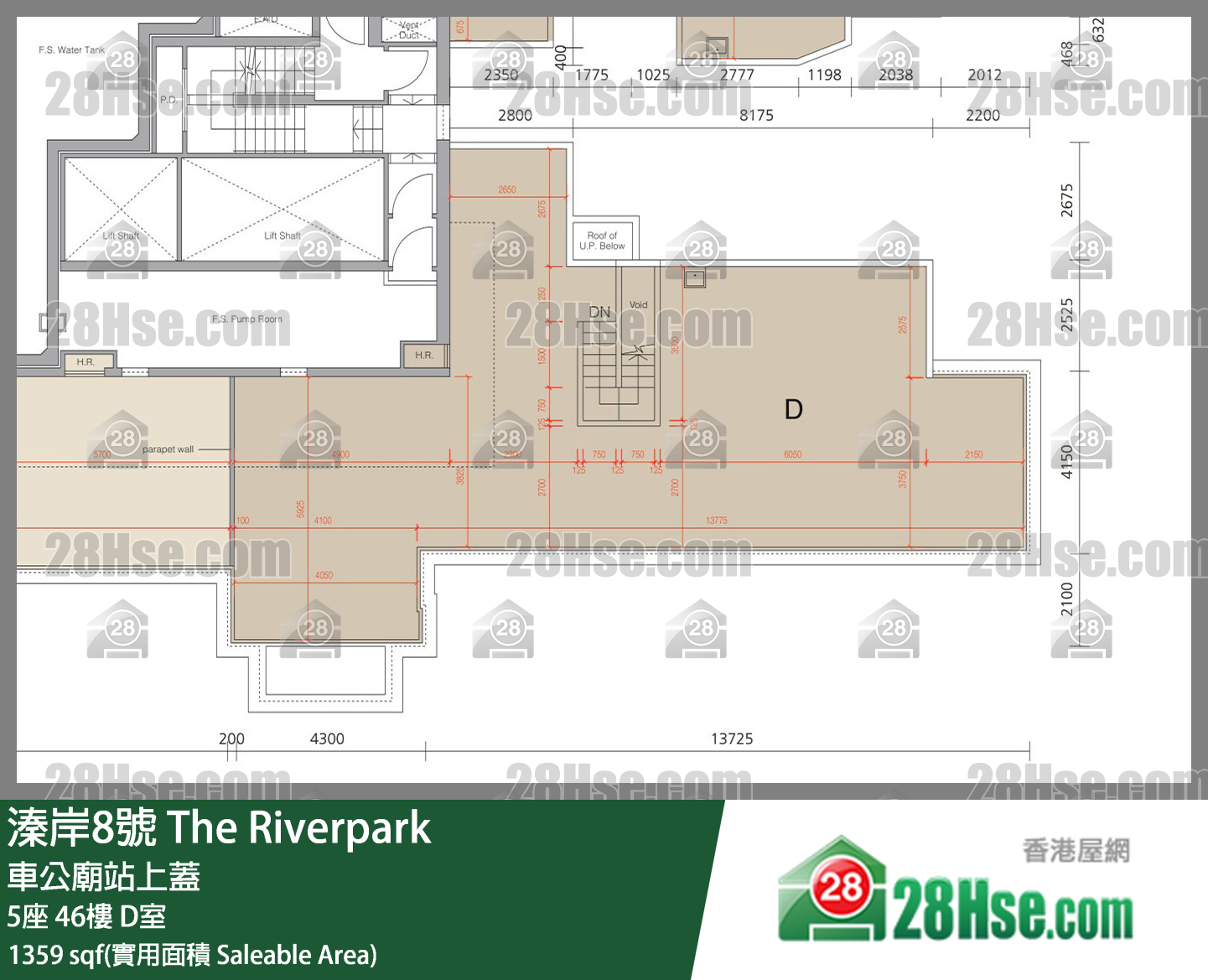 溱岸8號 5座 46樓 D室 平面圖