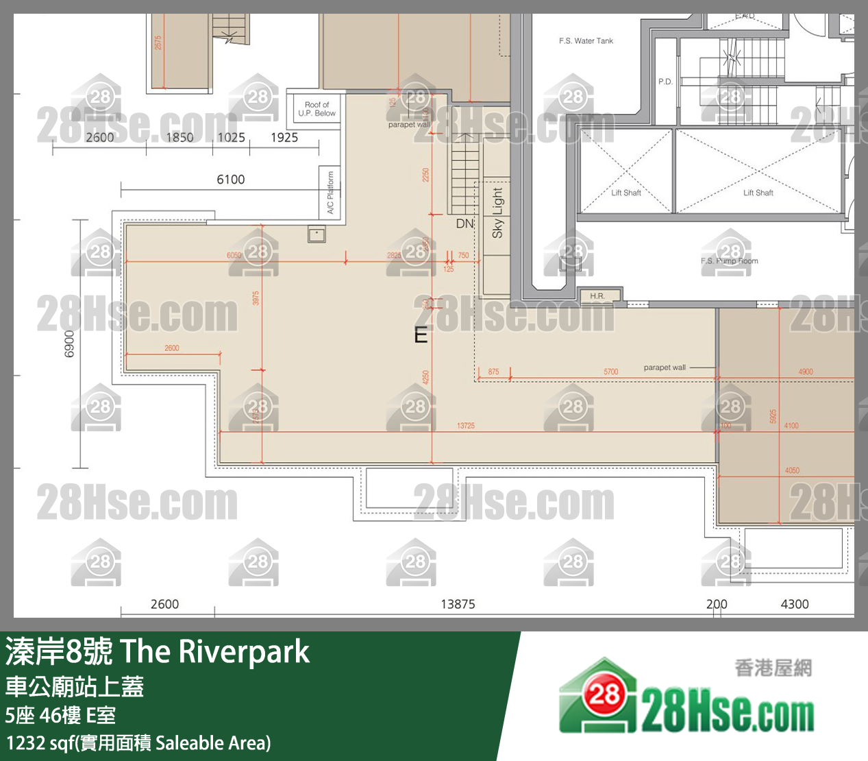 溱岸8號 5座 46樓 E室 平面圖
