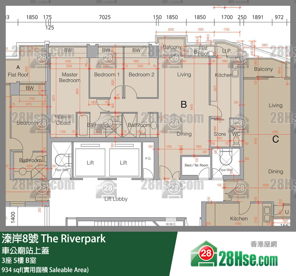 溱岸8號 3座5樓 B室 平面圖