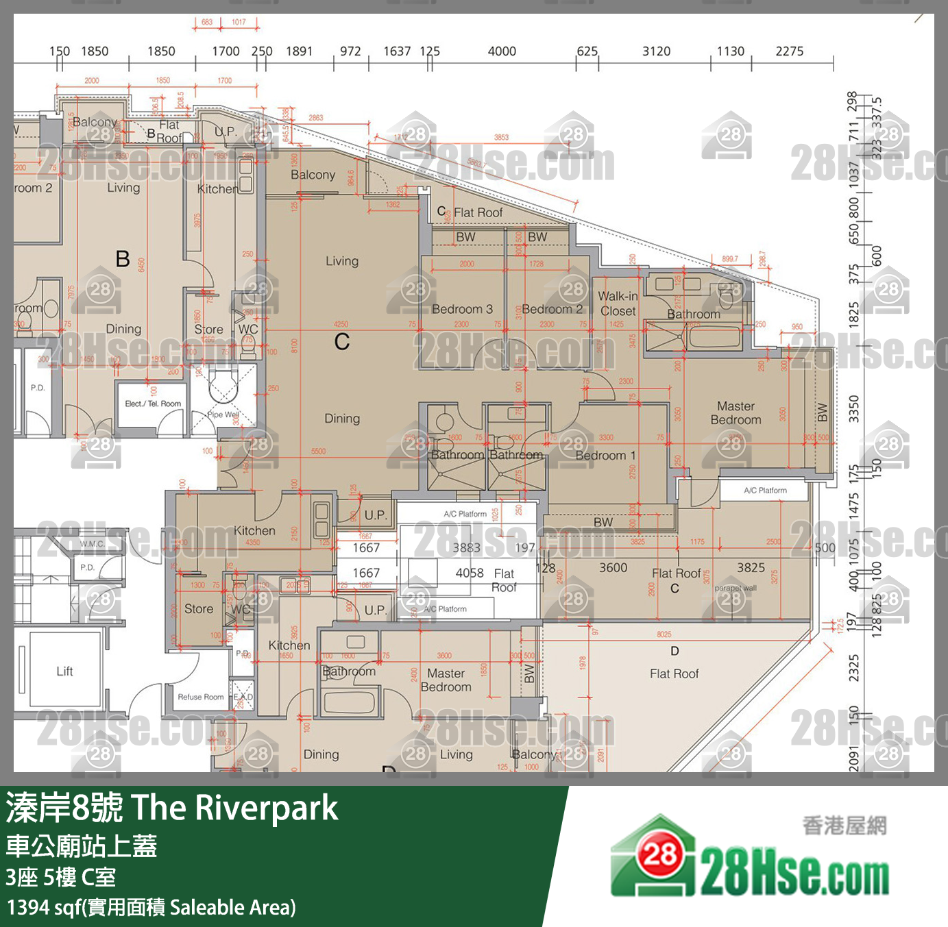 溱岸8號 3座5樓 C室 平面圖
