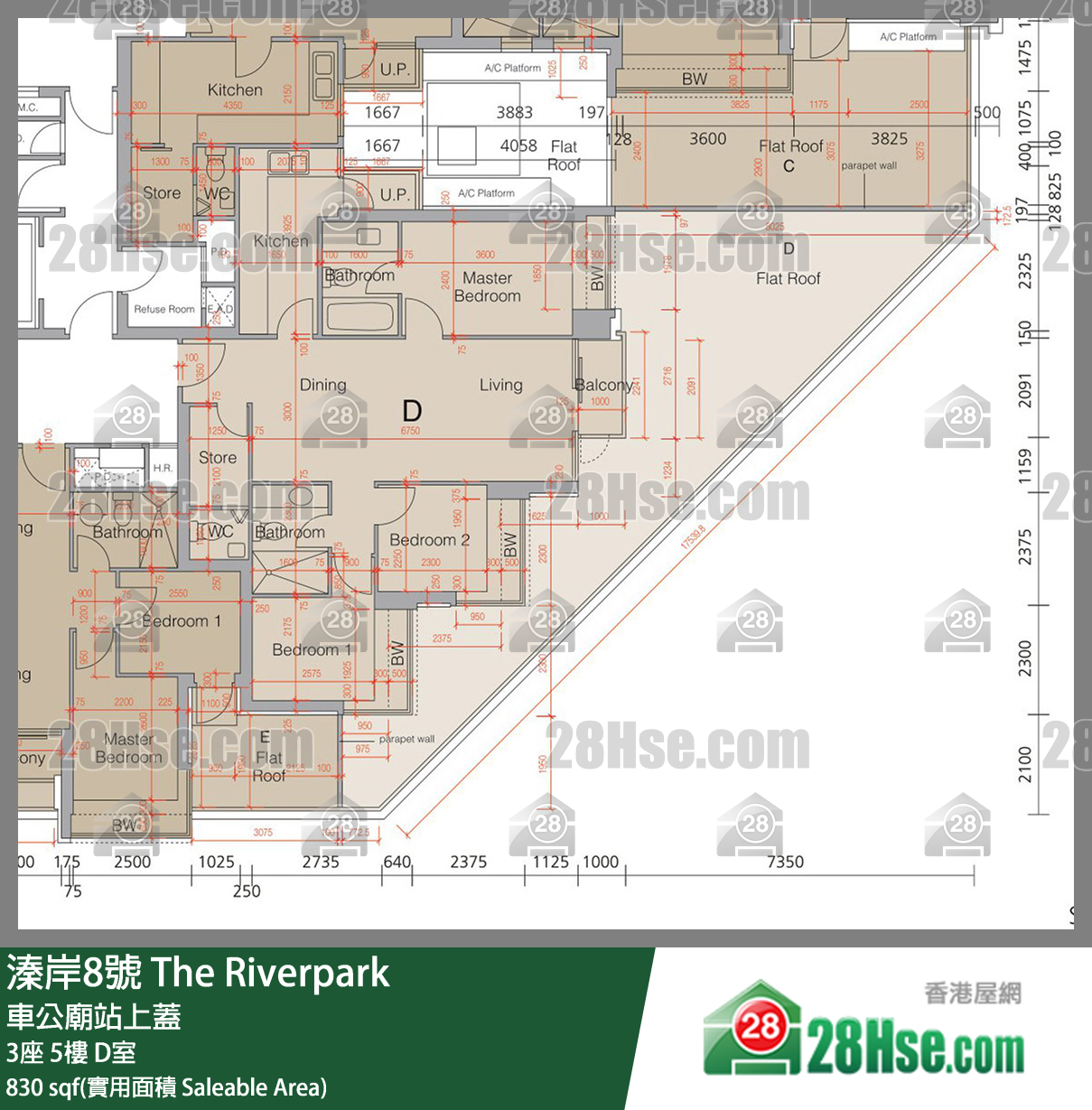 溱岸8號 3座5樓 D室 平面圖