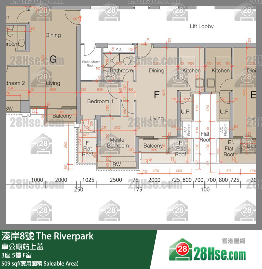 溱岸8號 3座5樓 F室 平面圖