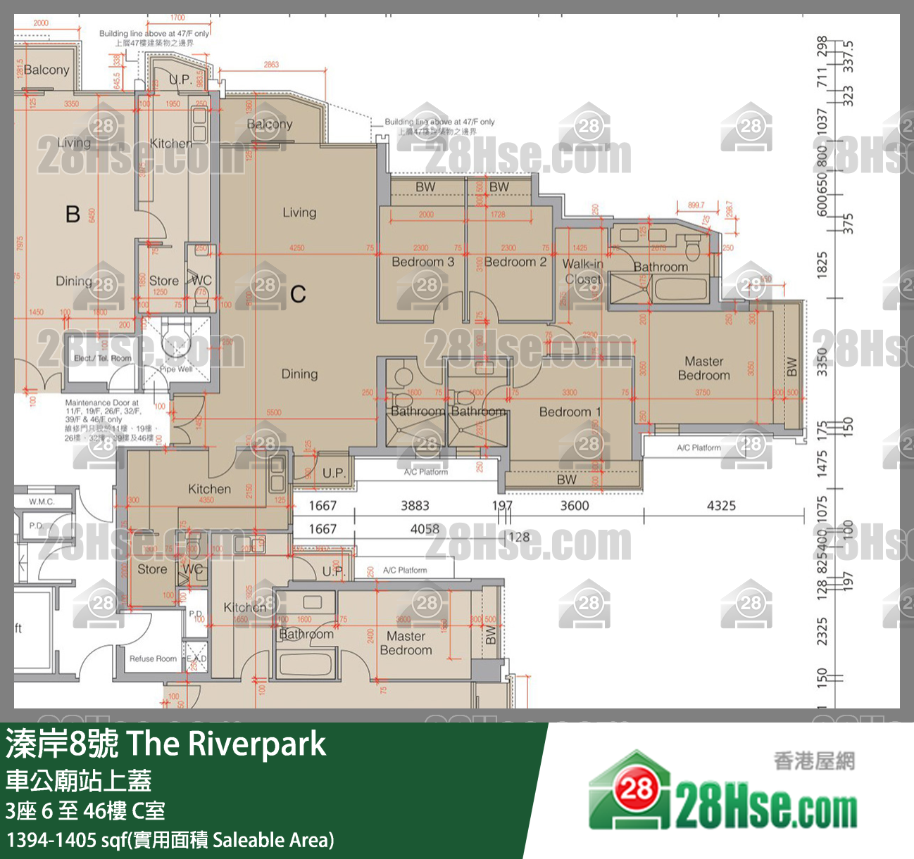溱岸8号 单位平面图(由 28Hse 提供)