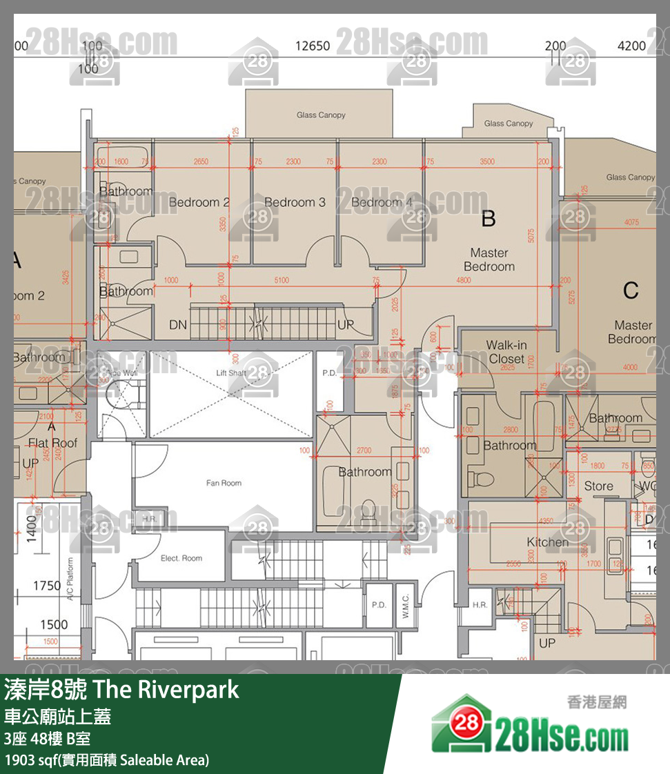 溱岸8號 3座48樓 B室 平面圖