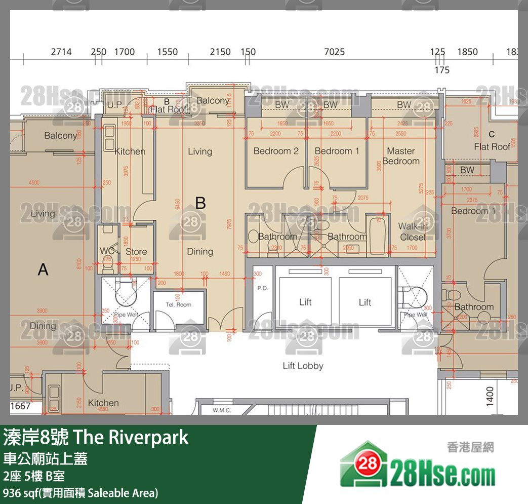 溱岸8號 2座5樓 B室 平面圖