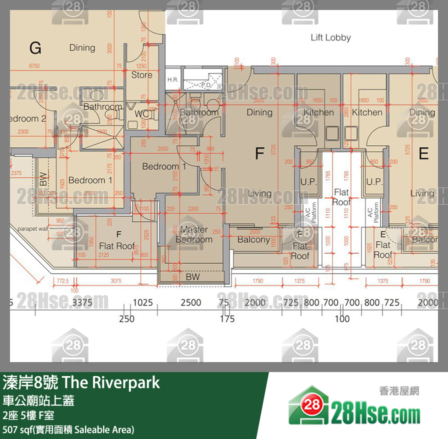 溱岸8號 2座5樓 F室 平面圖