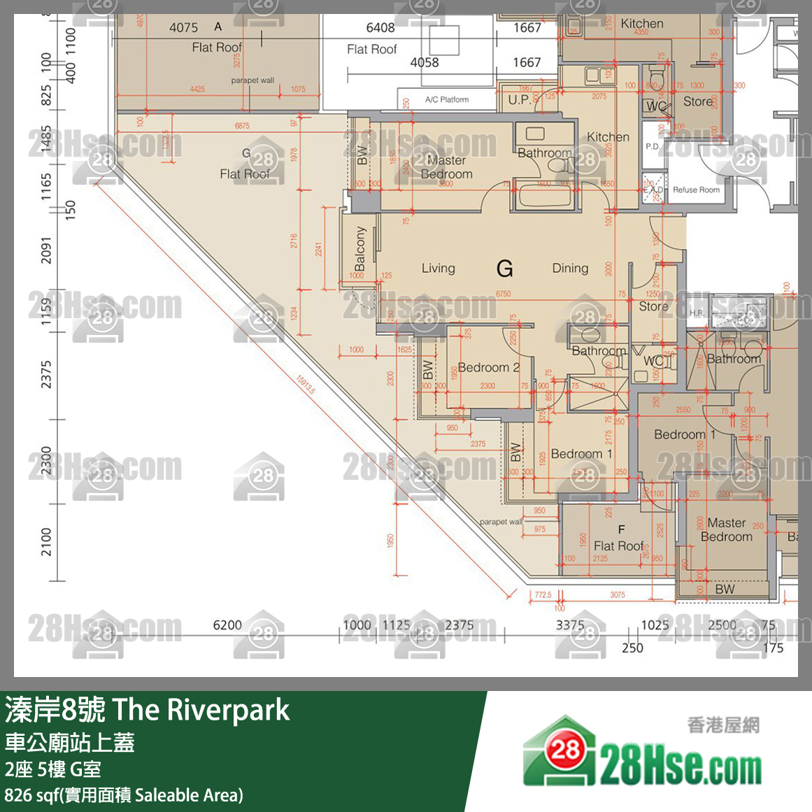 溱岸8號 2座5樓 G室 平面圖