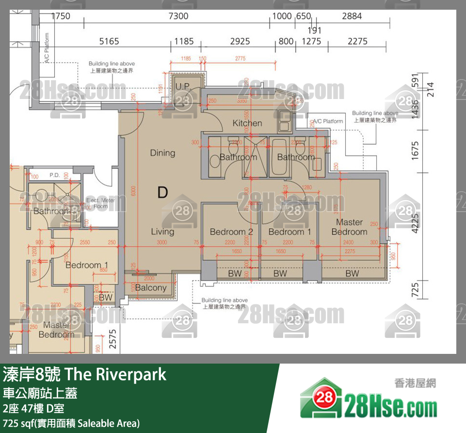溱岸8號 2座47樓 D室 平面圖
