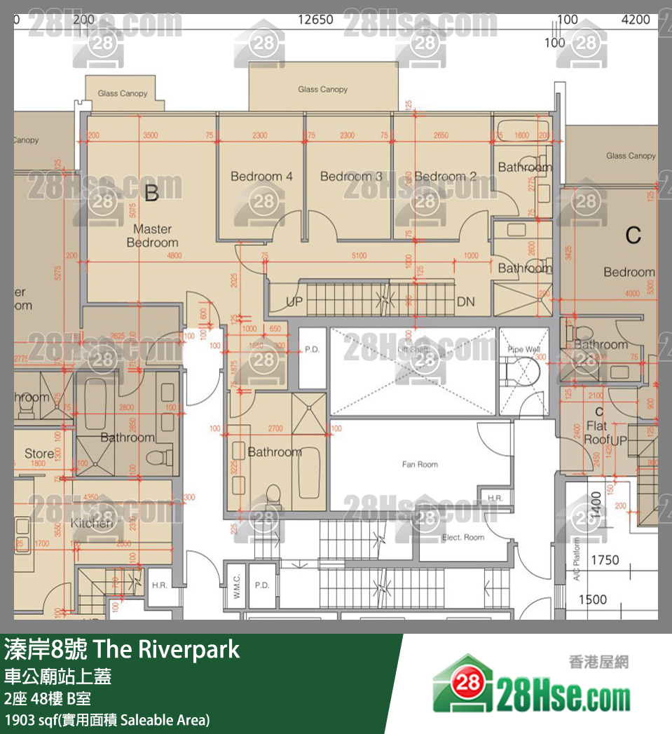 溱岸8號 2座48樓 B室 平面圖
