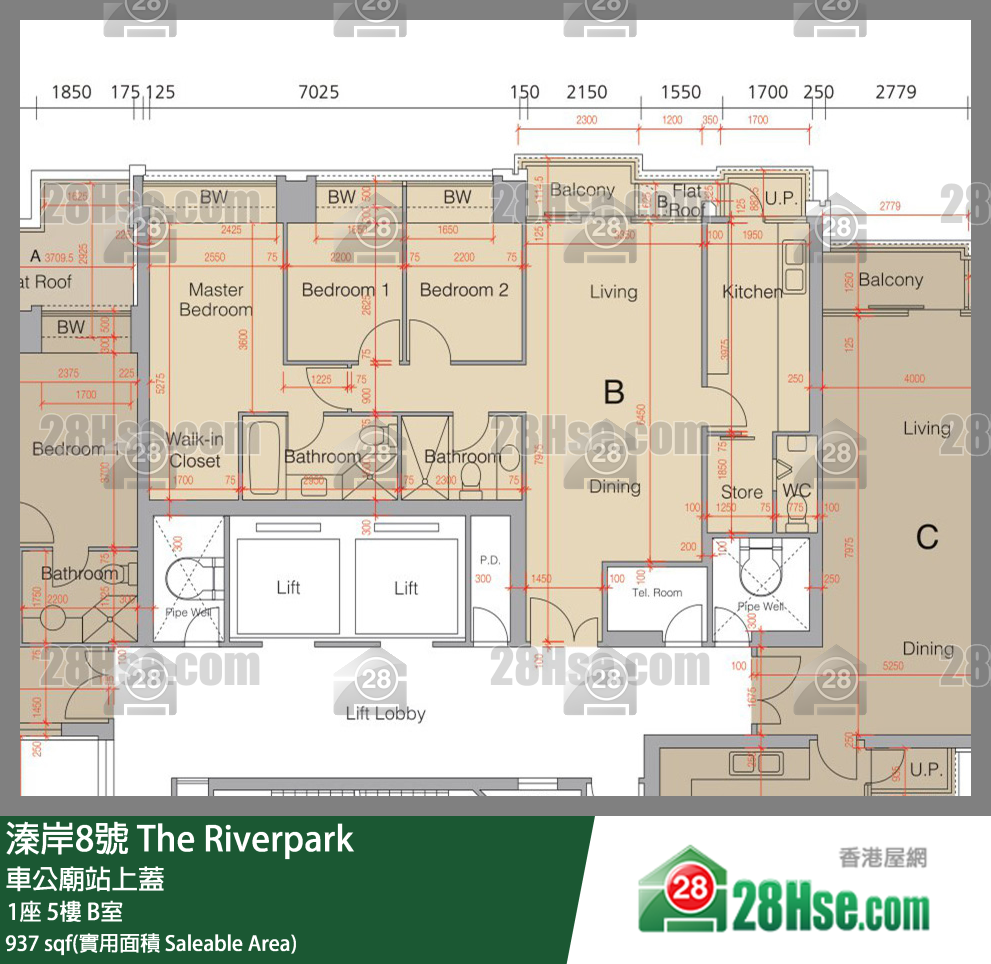 溱岸8號 1座5樓 B室 平面圖