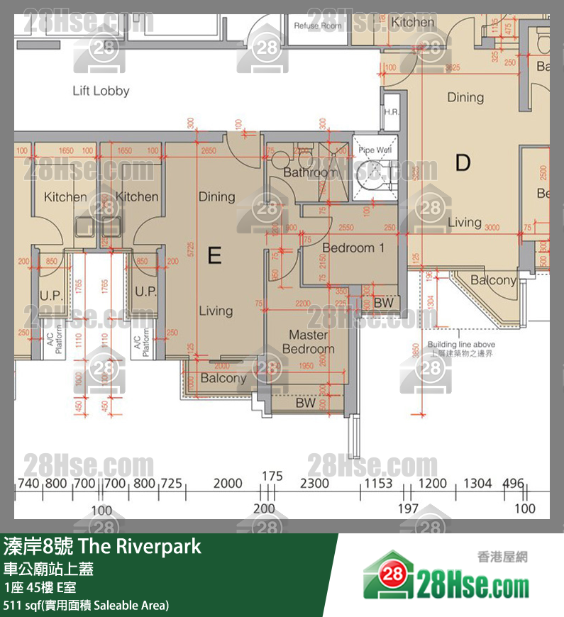 The Riverpark, Flat E, 45/F, Tower 1 FloorPlan