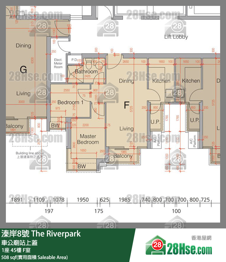溱岸8號 1座45樓 F室 平面圖